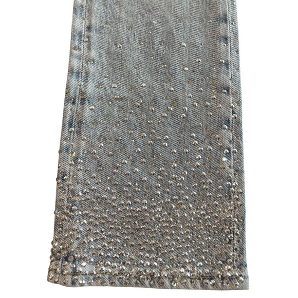 NWT 7 For All Mankind Embellished Denim Jeans Straight Leg Size 23 MSRP $348 - Picture 3 of 9